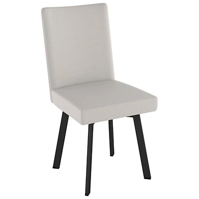 Chaise de salle à manger contemporaine en polyester Elmira - Gris tissé/Noir