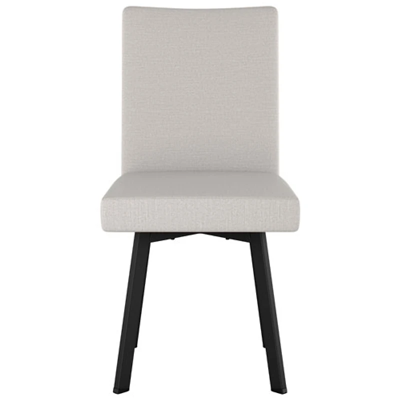Chaise de salle à manger contemporaine en polyester Elmira - Gris tissé/Noir
