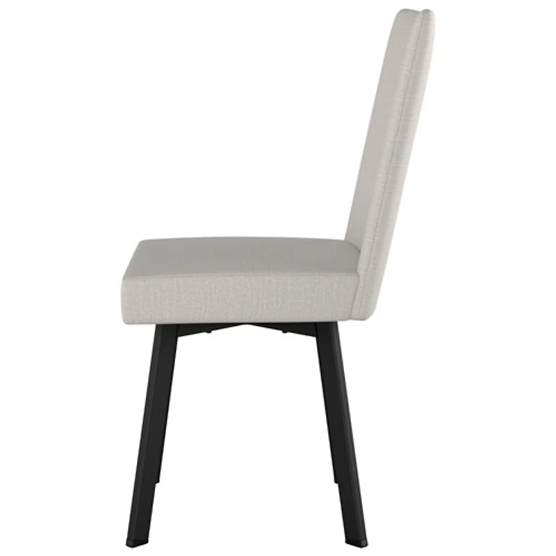 Chaise de salle à manger contemporaine en polyester Elmira - Gris tissé/Noir