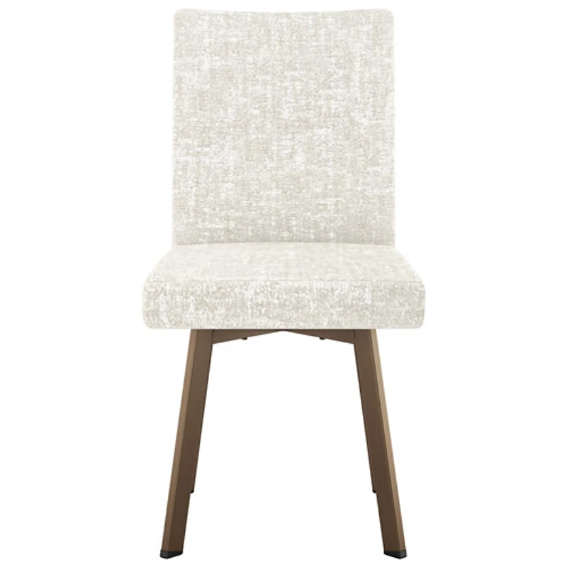 Elmira Contemporary Fabric Dining Chair - White Cream Chenille/Bronze