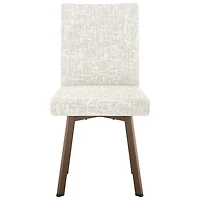 Elmira Contemporary Fabric Dining Chair - White Cream Chenille/Bronze