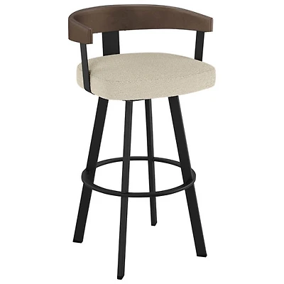 Tabouret de bar contemporain à hauteur de comptoir Lars - Tissu bouclé crème/Brun/Noir
