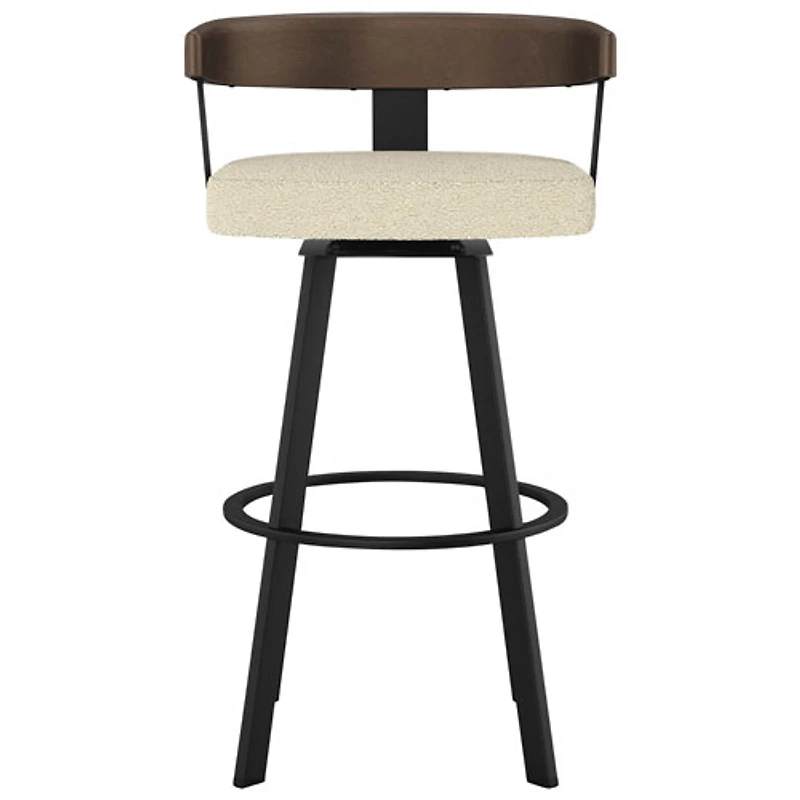 Tabouret de bar contemporain à hauteur de comptoir Lars - Tissu bouclé crème/Brun/Noir