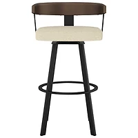Tabouret de bar contemporain à hauteur de comptoir Lars - Tissu bouclé crème/Brun/Noir