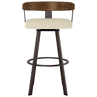 Lars Contemporary Counter Height Barstool - Cream Bouclé/Light Brown/Dark Brown