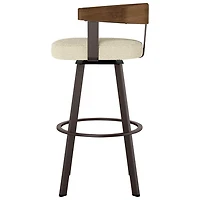 Lars Contemporary Counter Height Barstool - Cream Bouclé/Light Brown/Dark Brown
