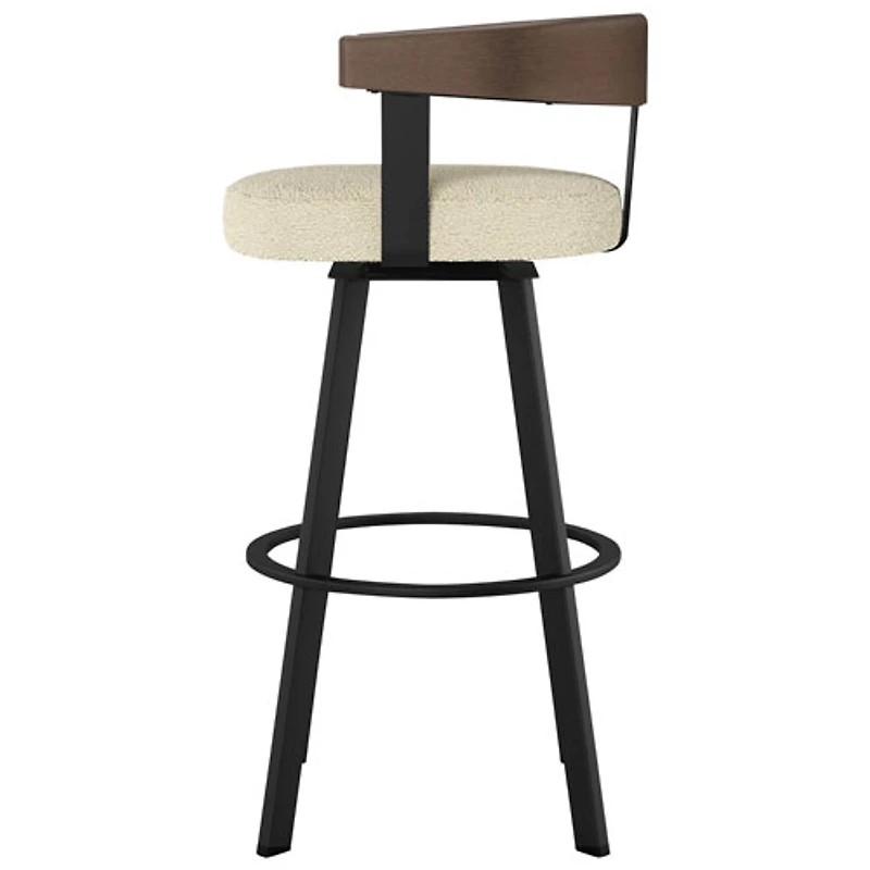 Lars Contemporary Bar Height Barstool - Cream Bouclé/Brown/Black