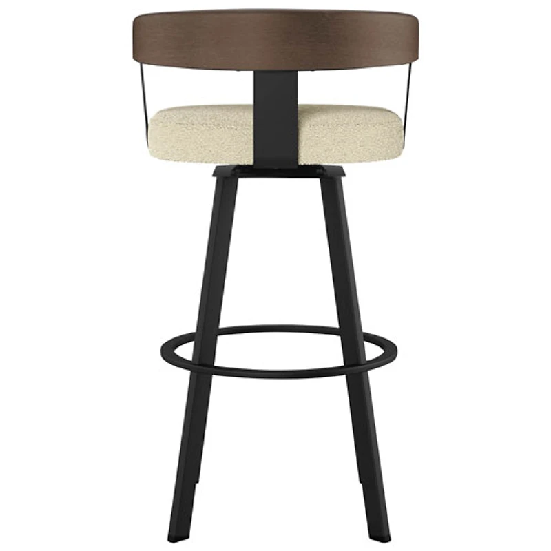 Tabouret de bar contemporain à hauteur de bar Lars - Tissu bouclé crème/Brun/Noir