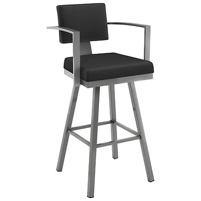 Akers Contemporary Bar Height Barstool - Black/Grey