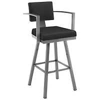 Akers Contemporary Bar Height Barstool - Black/Grey