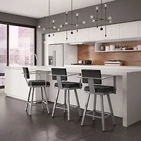 Akers Contemporary Bar Height Barstool - Black/Grey