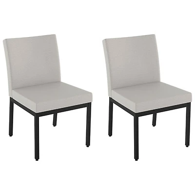 Chaise de salle à manger traditionnelle en polyester Perry - Ensemble de 2 - Gris tissé/Noir