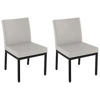 Chaise de salle à manger traditionnelle en polyester Perry - Ensemble de 2 - Gris tissé/Noir