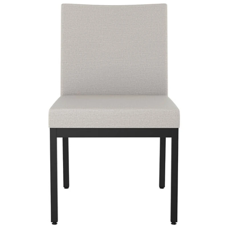 Chaise de salle à manger traditionnelle en polyester Perry - Ensemble de 2 - Gris tissé/Noir