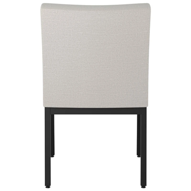 Chaise de salle à manger traditionnelle en polyester Perry - Ensemble de 2 - Gris tissé/Noir