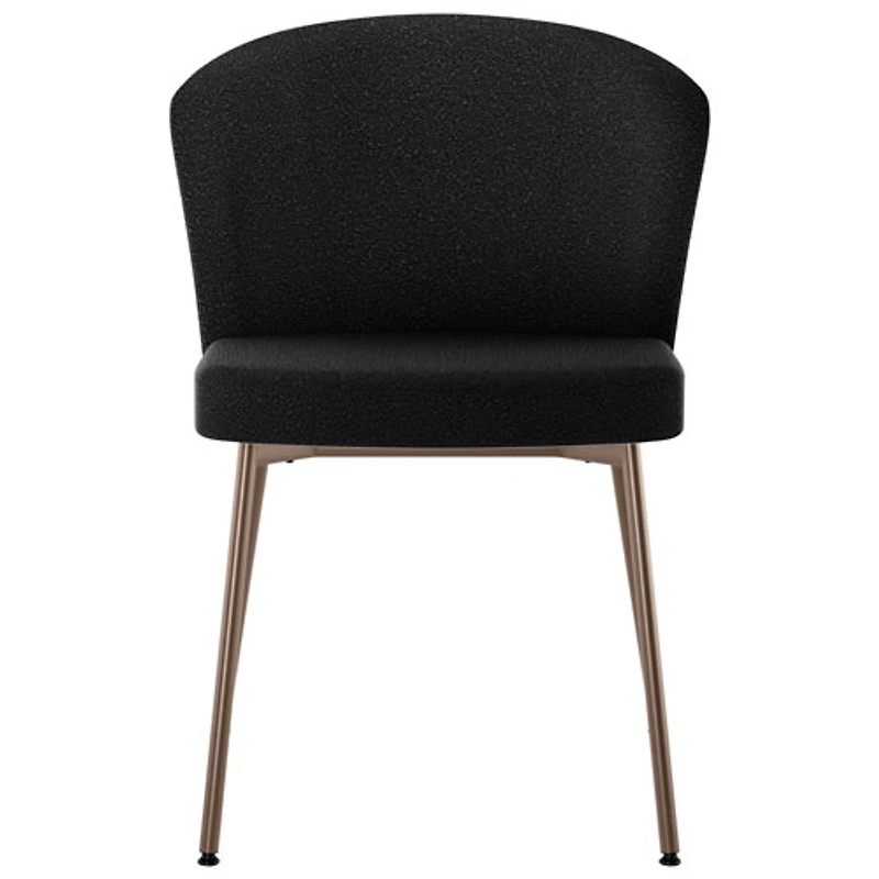 Camilla Transitional Polyester Dining Chair - Charcoal Grey Boucle/Bronze