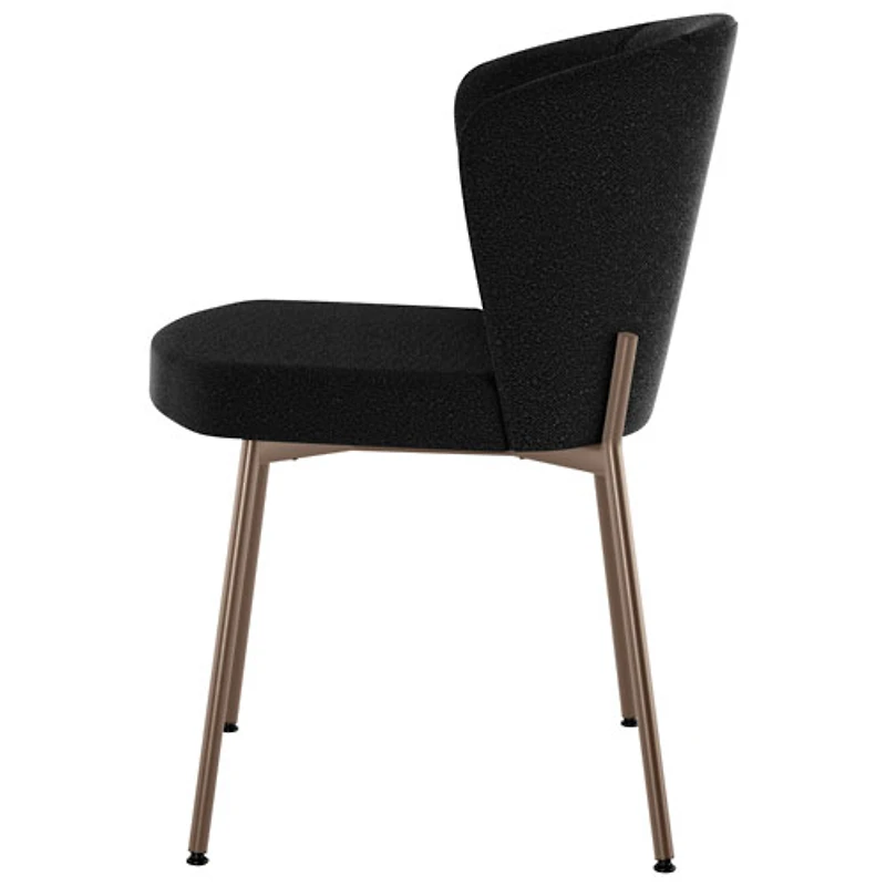 Camilla Transitional Polyester Dining Chair - Charcoal Grey Boucle/Bronze
