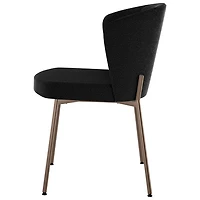 Camilla Transitional Polyester Dining Chair - Charcoal Grey Boucle/Bronze