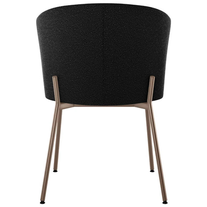 Camilla Transitional Polyester Dining Chair - Charcoal Grey Boucle/Bronze