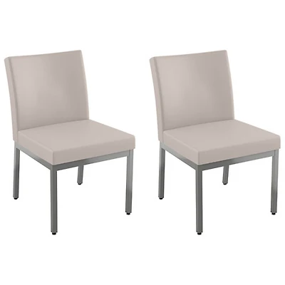 Chaise de salle à manger traditionnelle en similicuir Perry - Ensemble de 2 - Crème/Gris