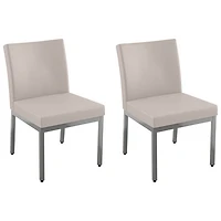 Chaise de salle à manger traditionnelle en similicuir Perry - Ensemble de 2 - Crème/Gris