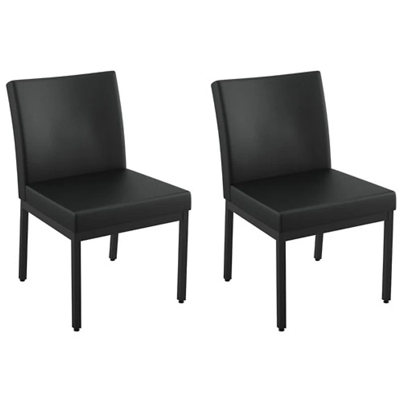 Chaise de salle à manger traditionnelle en similicuir Perry - Ensemble de 2 - Noir/Noir