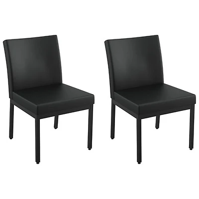Chaise de salle à manger traditionnelle en similicuir Perry - Ensemble de 2 - Noir/Noir