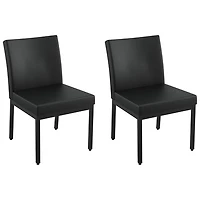 Chaise de salle à manger traditionnelle en similicuir Perry - Ensemble de 2 - Noir/Noir