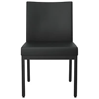 Chaise de salle à manger traditionnelle en similicuir Perry - Ensemble de 2 - Noir/Noir