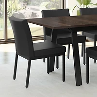 Chaise de salle à manger traditionnelle en similicuir Perry - Ensemble de 2 - Noir/Noir