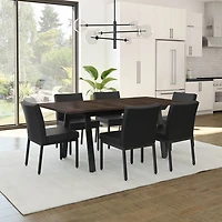 Chaise de salle à manger traditionnelle en similicuir Perry - Ensemble de 2 - Noir/Noir