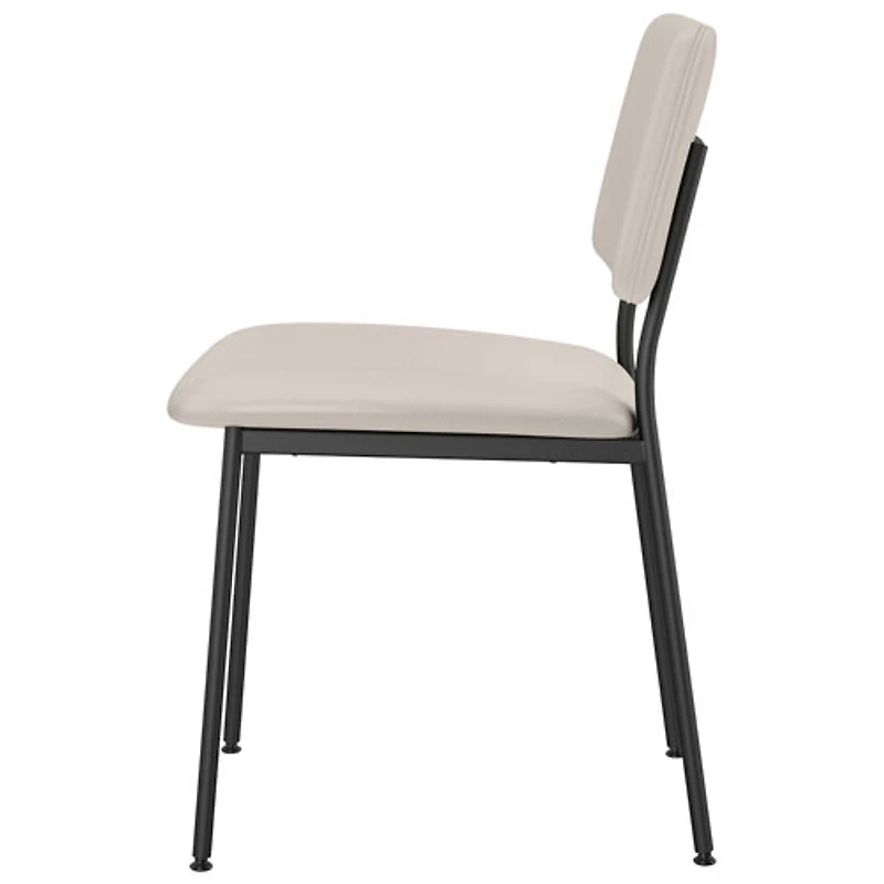 Chaise de salle à manger contemporaine en similicuir Sullivan - Crème/Noir