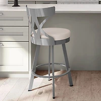 Tabouret de bar moderne à hauteur de bar Washington - Crème/Gris