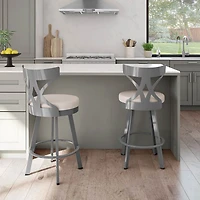 Tabouret de bar moderne à hauteur de bar Washington - Crème/Gris