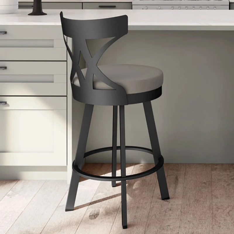 Washington Modern Bar Height Barstool - Taupe Grey/Black