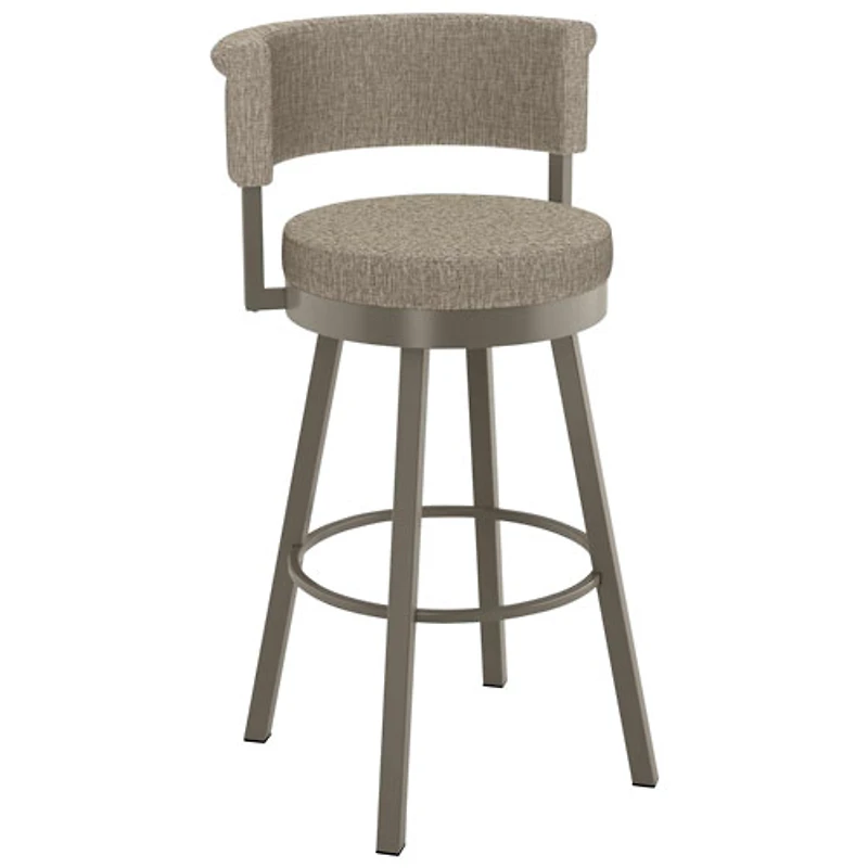 Tabouret de bar contemporain à hauteur de comptoir Rosco - Tissé brun beige/Gris