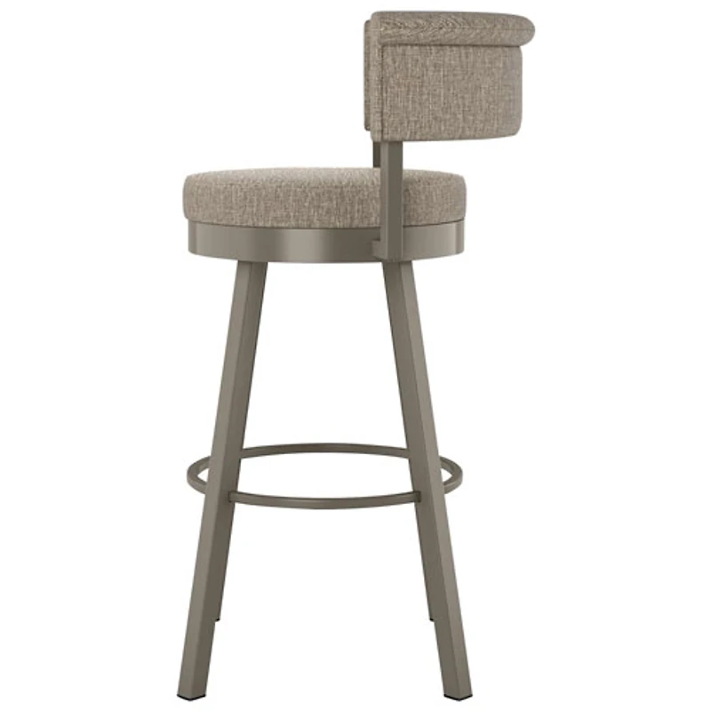 Tabouret de bar contemporain à hauteur de comptoir Rosco - Tissé brun beige/Gris