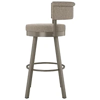 Tabouret de bar contemporain à hauteur de comptoir Rosco - Tissé brun beige/Gris