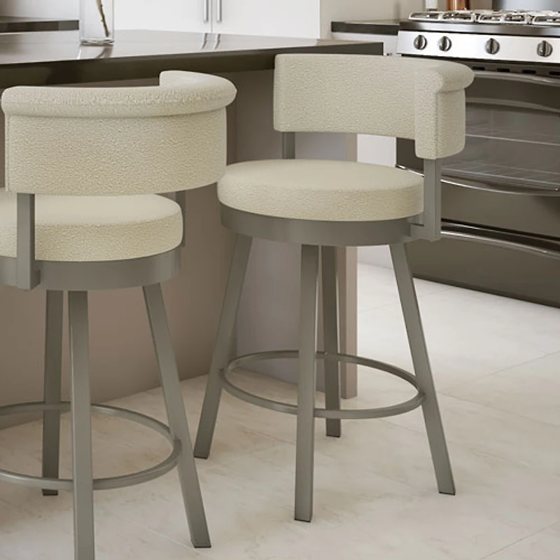 Rosco Contemporary Counter Height Barstool - Cream Boucle/Grey