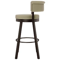 Tabouret de bar contemporain à hauteur de comptoir Rosco - Beige/Brun foncé