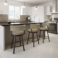 Tabouret de bar contemporain à hauteur de comptoir Rosco - Beige/Brun foncé