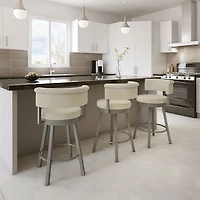 Rosco Contemporary Bar Height Barstool - Cream Boucle/Grey