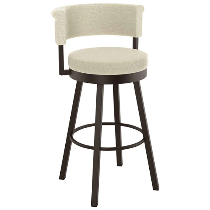 Rosco Contemporary Bar Height Barstool - Cream Boucle/Dark Brown
