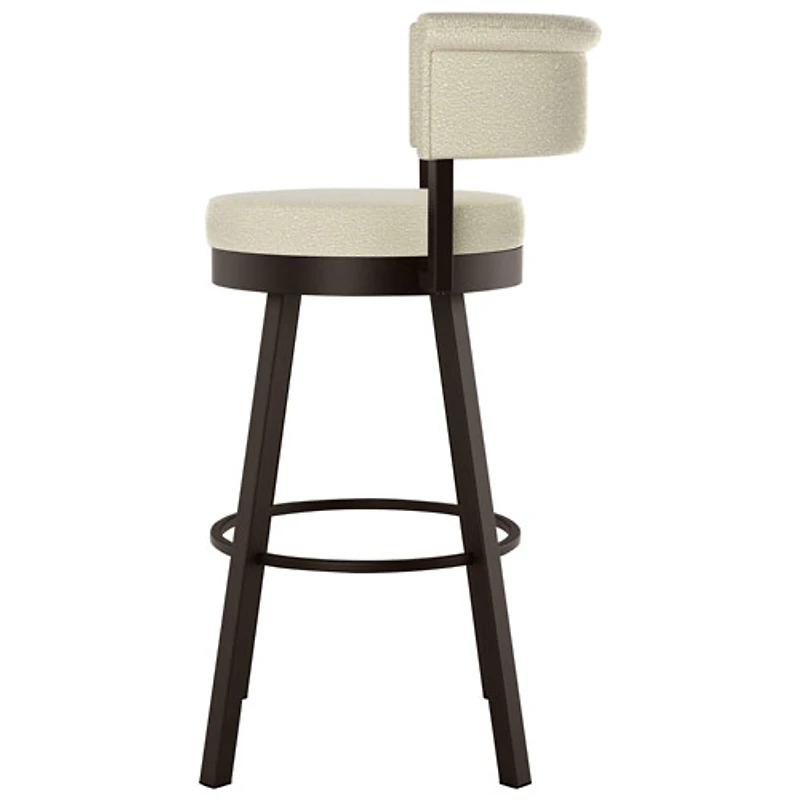 Rosco Contemporary Bar Height Barstool - Cream Boucle/Dark Brown