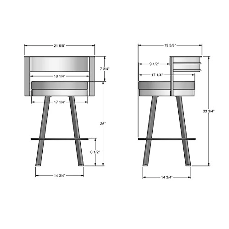 Tabouret de bar contemporain à hauteur de comptoir Browser - Gris tissé/Noir