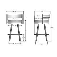Tabouret de bar contemporain à hauteur de comptoir Browser - Gris tissé/Noir