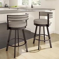 Tabouret de bar contemporain à hauteur de comptoir Browser - Brun beige tissé/Brun