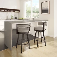 Tabouret de bar contemporain à hauteur de comptoir Browser - Brun beige tissé/Brun