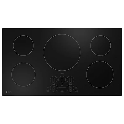Surface de cuisson à induction de 36 po à 5 éléments Profile de GE (PHP7036DTBB) - Noir