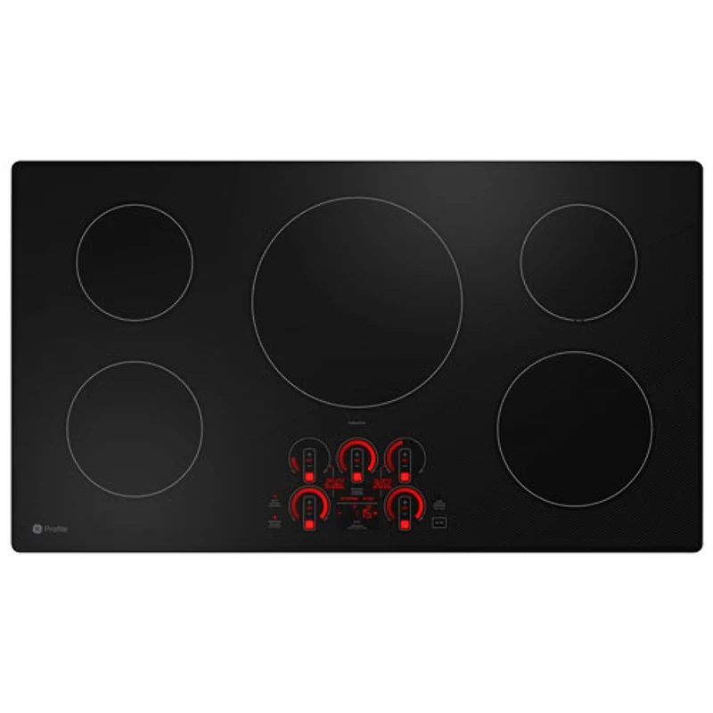 Surface de cuisson à induction de 36 po à 5 éléments Profile de GE (PHP7036DTBB) - Noir
